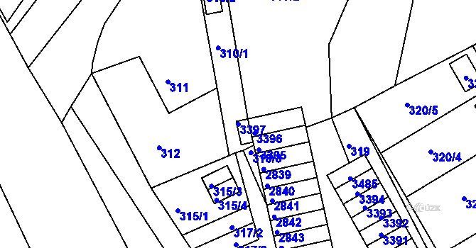 Parcela st. 3397 v KÚ Lyžbice, Katastrální mapa