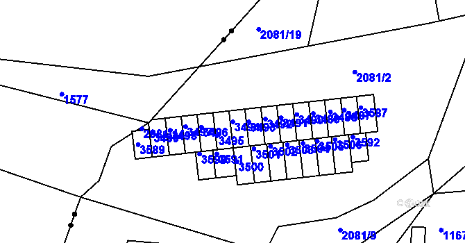 Parcela st. 3494 v KÚ Lyžbice, Katastrální mapa