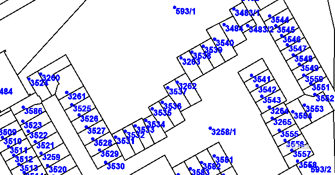 Parcela st. 3537 v KÚ Lyžbice, Katastrální mapa