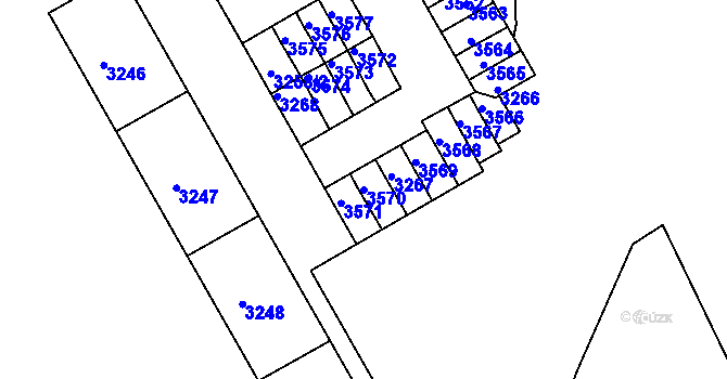 Parcela st. 3570 v KÚ Lyžbice, Katastrální mapa