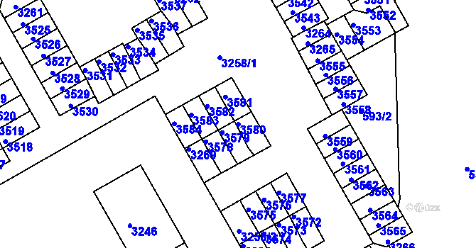 Parcela st. 3580 v KÚ Lyžbice, Katastrální mapa