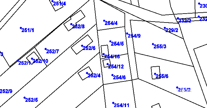 Parcela st. 254/16 v KÚ Lyžbice, Katastrální mapa
