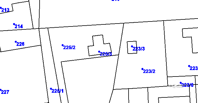Parcela st. 225/3 v KÚ Lyžbice, Katastrální mapa