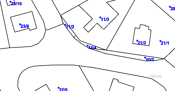Parcela st. 11/4 v KÚ Lyžbice, Katastrální mapa