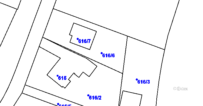 Parcela st. 616/6 v KÚ Lyžbice, Katastrální mapa