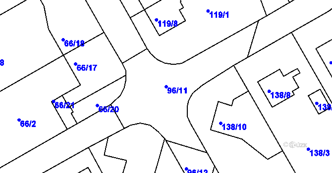 Parcela st. 96/11 v KÚ Lyžbice, Katastrální mapa