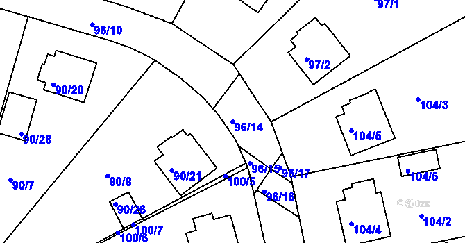 Parcela st. 96/14 v KÚ Lyžbice, Katastrální mapa