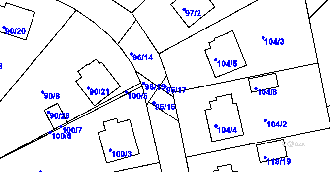Parcela st. 96/17 v KÚ Lyžbice, Katastrální mapa