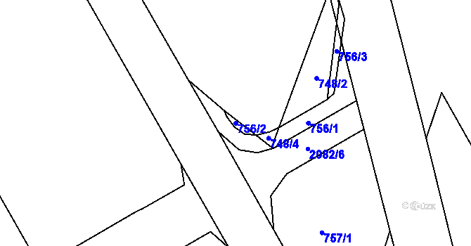 Parcela st. 756/2 v KÚ Lyžbice, Katastrální mapa