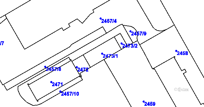 Parcela st. 2473/1 v KÚ Lyžbice, Katastrální mapa