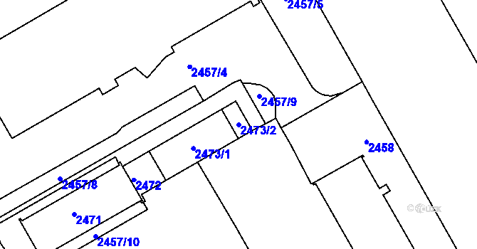Parcela st. 2473/2 v KÚ Lyžbice, Katastrální mapa