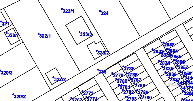 Parcela st. 323/2 v KÚ Lyžbice, Katastrální mapa