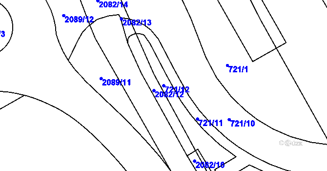 Parcela st. 721/12 v KÚ Lyžbice, Katastrální mapa