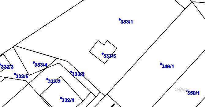 Parcela st. 333/5 v KÚ Lyžbice, Katastrální mapa