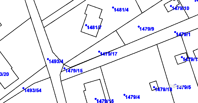 Parcela st. 1479/17 v KÚ Lyžbice, Katastrální mapa