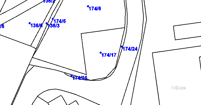 Parcela st. 174/17 v KÚ Lyžbice, Katastrální mapa