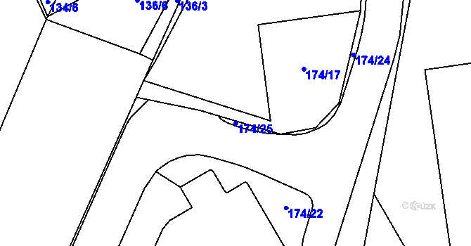 Parcela st. 174/25 v KÚ Lyžbice, Katastrální mapa