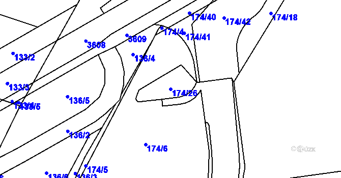 Parcela st. 174/26 v KÚ Lyžbice, Katastrální mapa