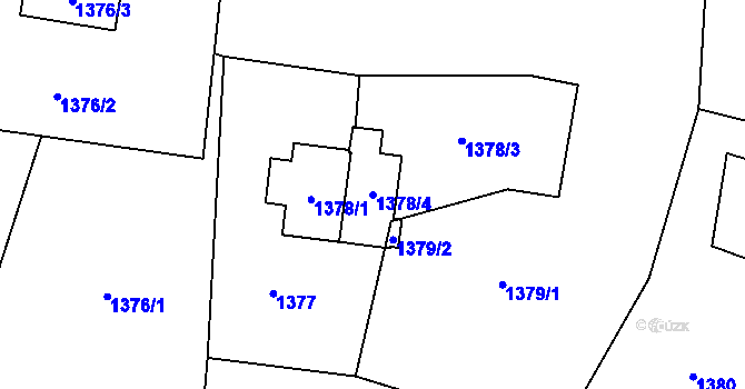 Parcela st. 1378/4 v KÚ Lyžbice, Katastrální mapa