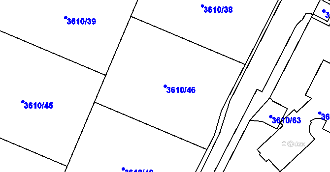 Parcela st. 3610/46 v KÚ Lyžbice, Katastrální mapa