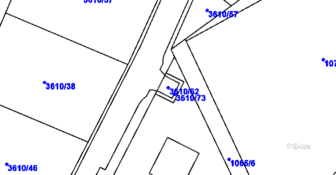 Parcela st. 3610/62 v KÚ Lyžbice, Katastrální mapa