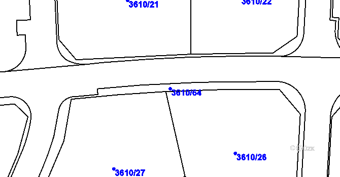 Parcela st. 3610/64 v KÚ Lyžbice, Katastrální mapa