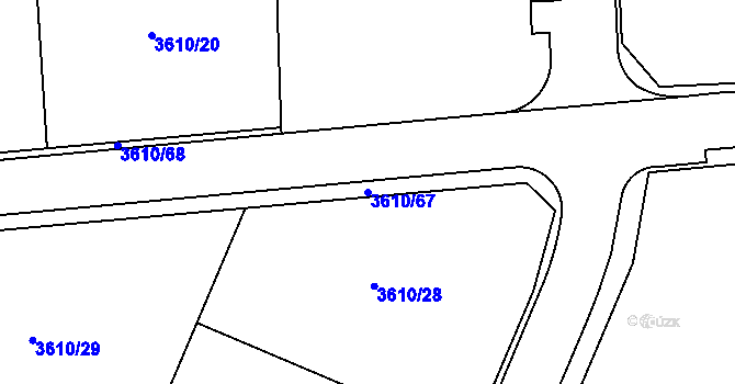 Parcela st. 3610/67 v KÚ Lyžbice, Katastrální mapa