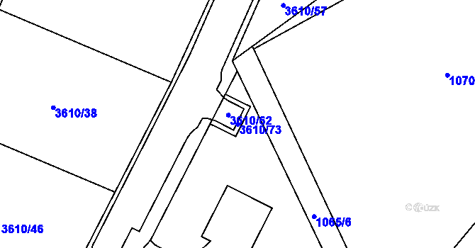 Parcela st. 3610/73 v KÚ Lyžbice, Katastrální mapa