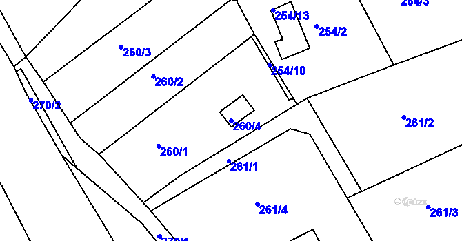 Parcela st. 260/4 v KÚ Lyžbice, Katastrální mapa