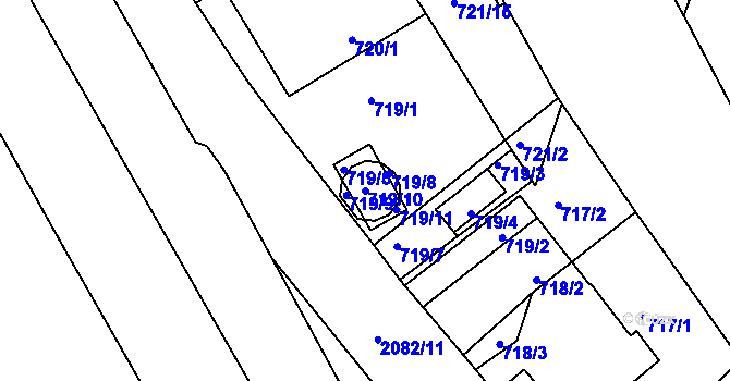 Parcela st. 719/10 v KÚ Lyžbice, Katastrální mapa