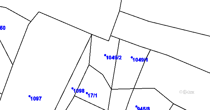 Parcela st. 1049/2 v KÚ Rájov u Třískolup, Katastrální mapa