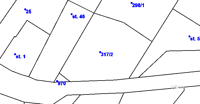Parcela st. 317/2 v KÚ Rájov u Třískolup, Katastrální mapa