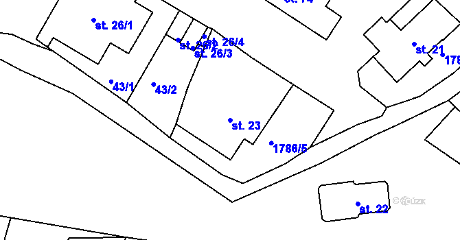 Parcela st. 23 v KÚ Třískolupy pod Přimdou, Katastrální mapa
