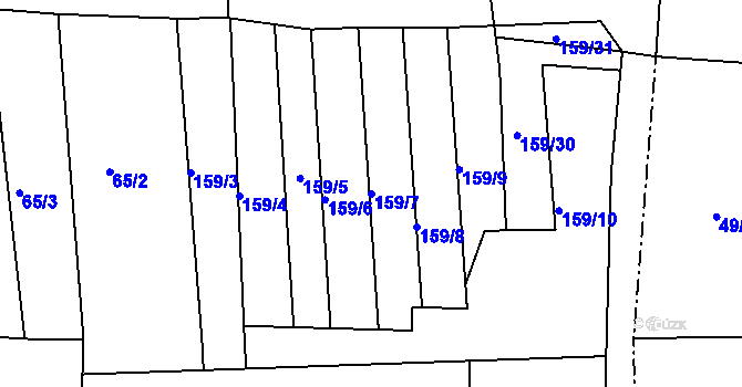 Parcela st. 159/7 v KÚ Třískolupy pod Přimdou, Katastrální mapa