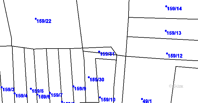 Parcela st. 159/31 v KÚ Třískolupy pod Přimdou, Katastrální mapa