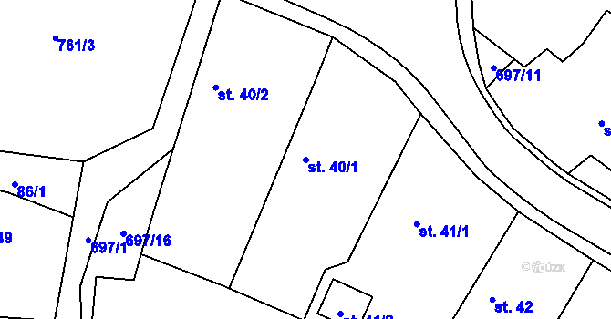 Parcela st. 40/1 v KÚ Třtěnice, Katastrální mapa
