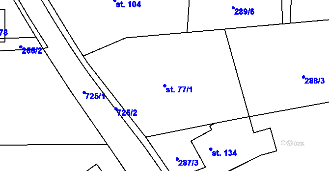 Parcela st. 77/1 v KÚ Třtěnice, Katastrální mapa