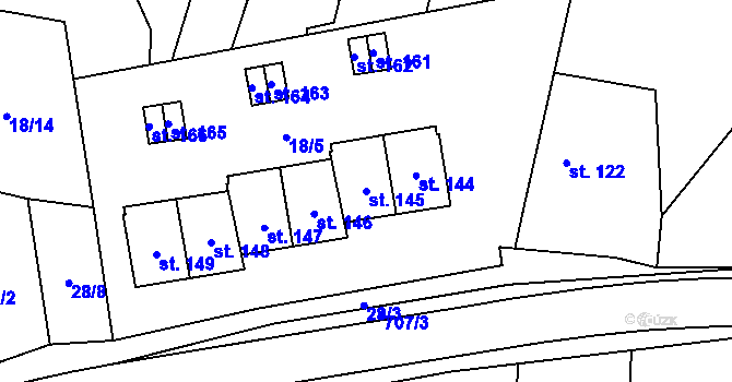 Parcela st. 145 v KÚ Třtěnice, Katastrální mapa
