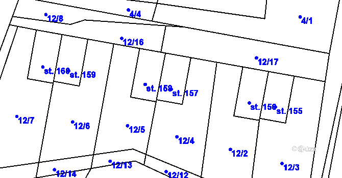 Parcela st. 157 v KÚ Třtěnice, Katastrální mapa