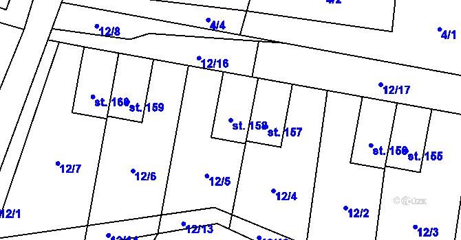 Parcela st. 158 v KÚ Třtěnice, Katastrální mapa