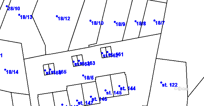 Parcela st. 162 v KÚ Třtěnice, Katastrální mapa