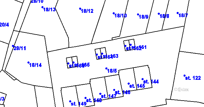 Parcela st. 163 v KÚ Třtěnice, Katastrální mapa