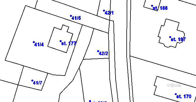 Parcela st. 42/2 v KÚ Třtěnice, Katastrální mapa