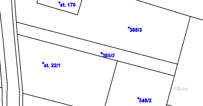 Parcela st. 385/2 v KÚ Třtěnice, Katastrální mapa