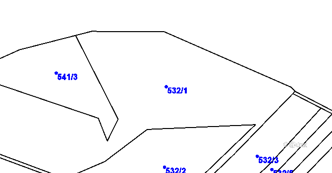 Parcela st. 532/1 v KÚ Třtěnice, Katastrální mapa
