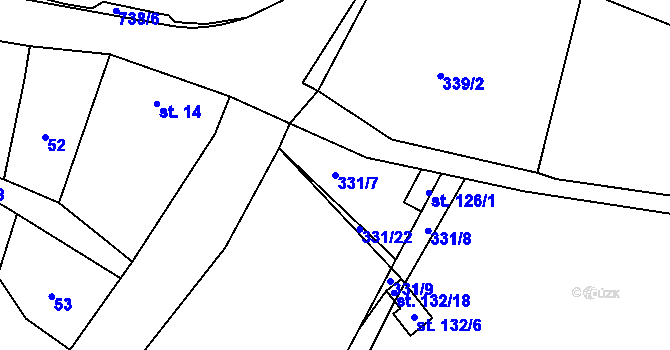 Parcela st. 331/7 v KÚ Třtěnice, Katastrální mapa