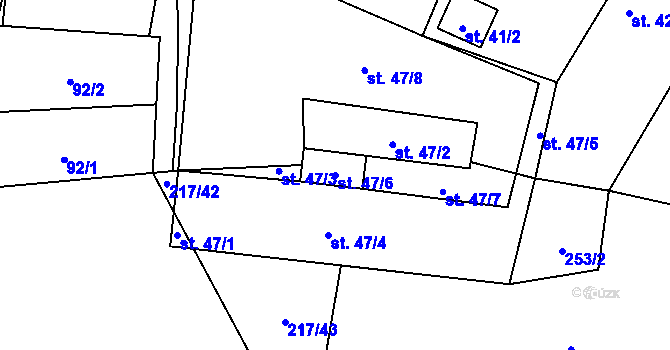 Parcela st. 47/6 v KÚ Třtěnice, Katastrální mapa