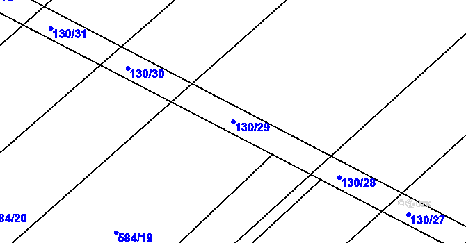 Parcela st. 130/29 v KÚ Třtěnice, Katastrální mapa