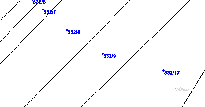 Parcela st. 532/9 v KÚ Třtěnice, Katastrální mapa