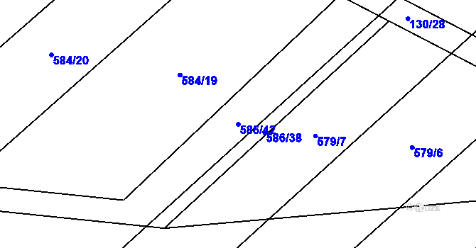 Parcela st. 586/42 v KÚ Třtěnice, Katastrální mapa